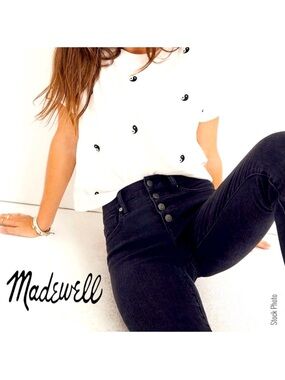 Madewell Button-Fly 9” High-Rise Chewed Hem Skinny Jeans (25)